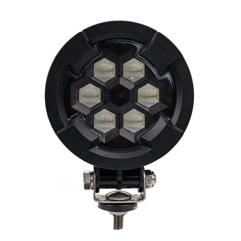 Work light RAPTOR (dispersed light, 1600 lm) LRD 3181 showing round LED array in durable black housing with mounting bracket