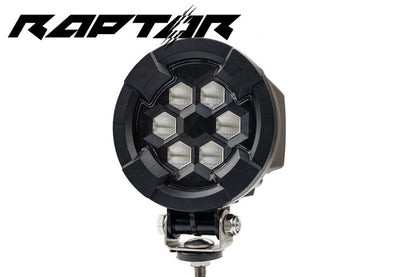 Work light RAPTOR (dispersed light, 1600 lm) LRD 3181 with black housing and hexagonal LED array close-up view