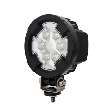 Work light RAPTOR (dispersed light, 1600 lm) LRD 3182 with hexagonal LED cluster and sturdy black housing mounted on metal bracket