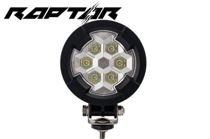Work light RAPTOR (dispersed light, 1600 lm) LRD 3182 showing hexagonal LED cluster in black housing with metal mounting bracket