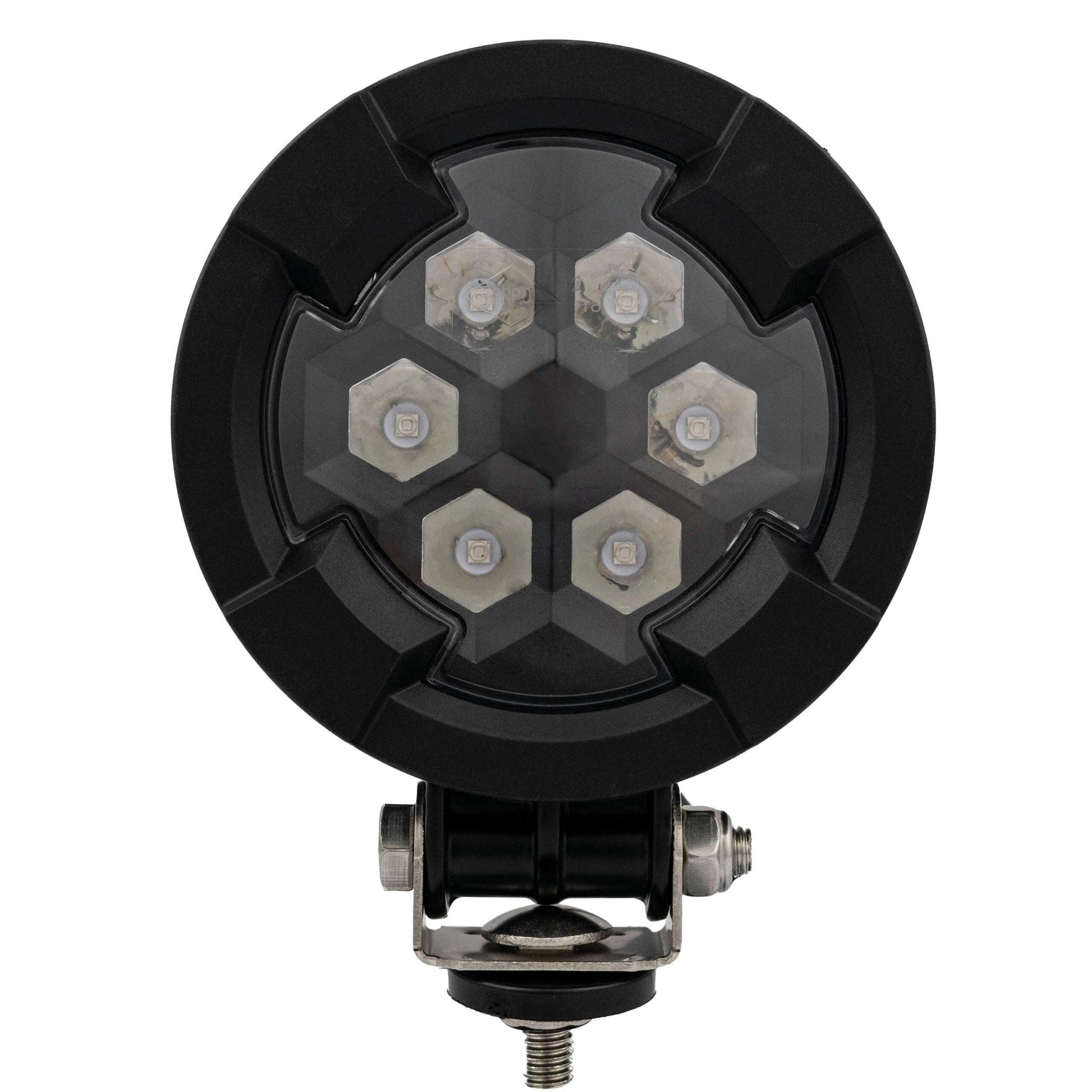 Work light BLUE SPOT RAPTOR (focused light, 400 lm) LRD 3183 front view showing six LED modules with black housing and mounting bracket