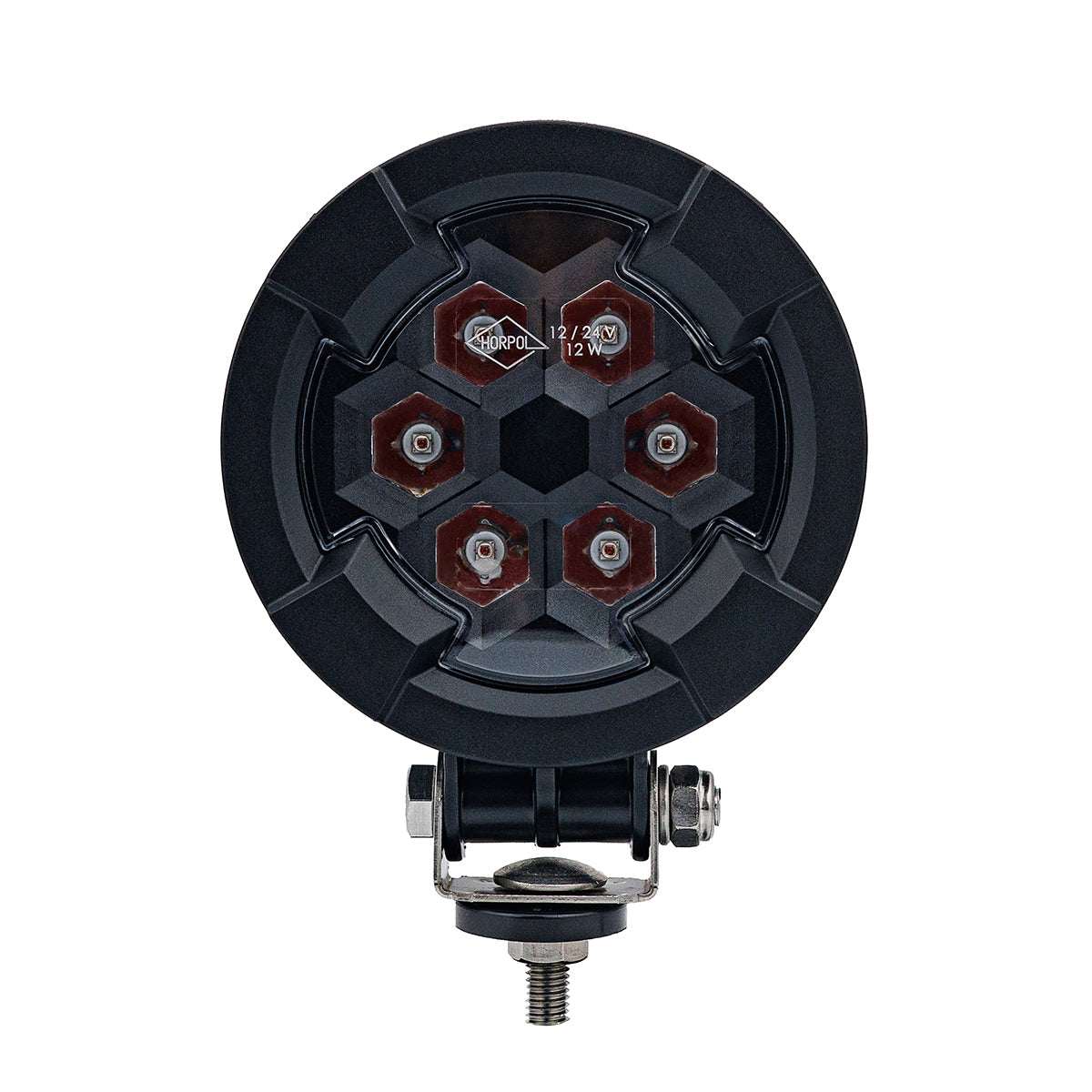 Work light RED SPOT RAPTOR (focused beam, 650 lm) LRD 3186 front view showing hexagonal LED layout and mounting bracket