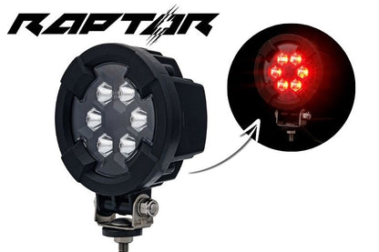 Work light RED SPOT RAPTOR (focused beam, 650 lm) LRD 3186 showing hexagonal LED pattern with red illumination detail
