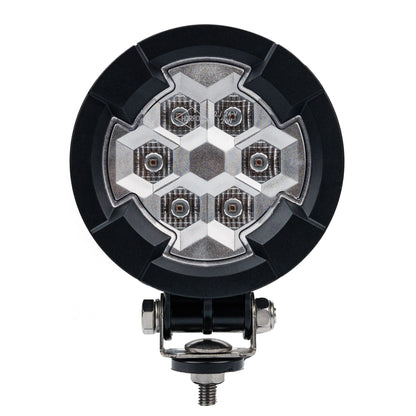Work light RAPTOR (dispersed light, 650 lm) LRD 3188 front view showing six LED clusters in rugged black housing with mounting bracket