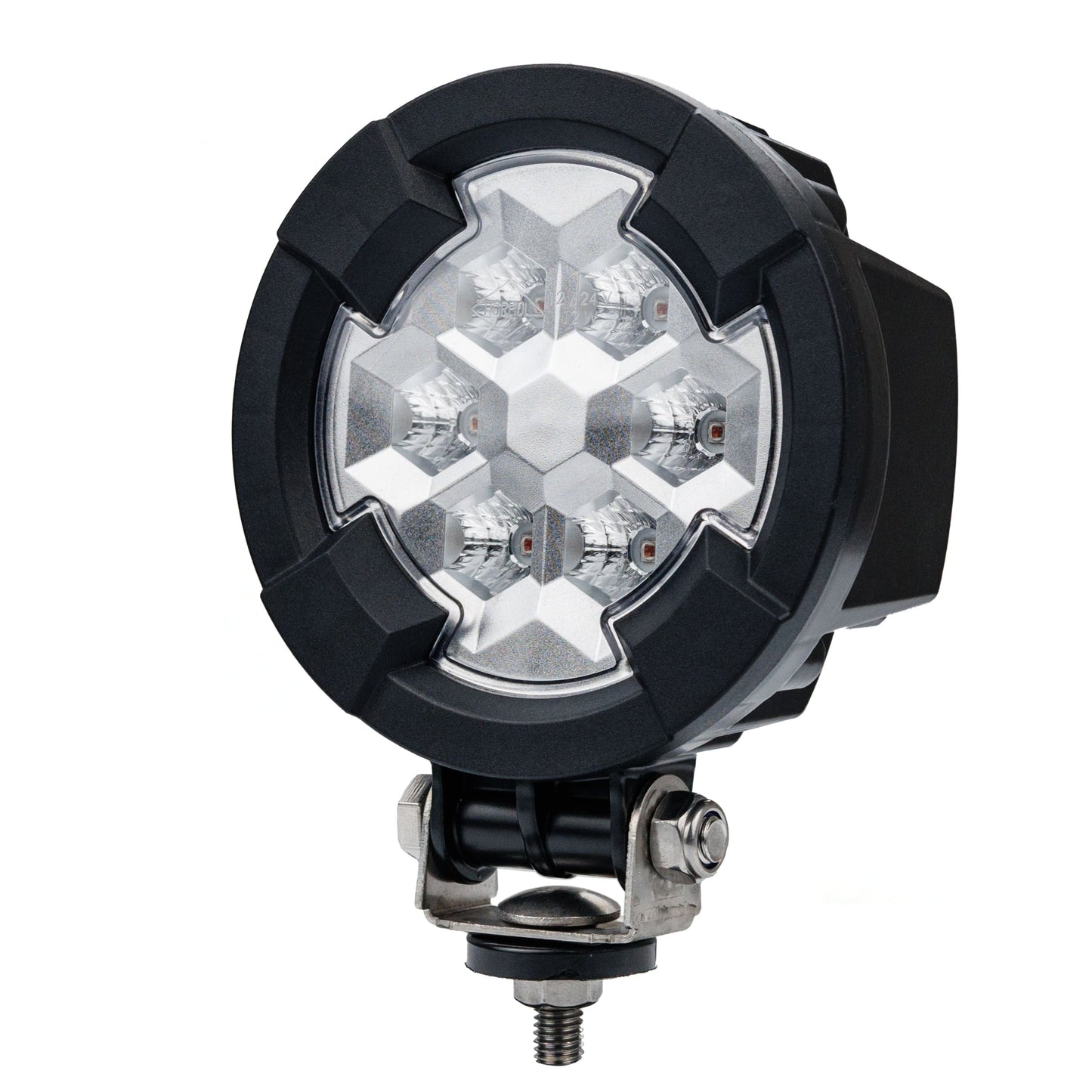 Work light RAPTOR (dispersed light, 650 lm) LRD 3188 close-up of six LED clusters in durable black housing with mounting bracket