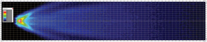 Light distribution heat map showing beam spread and intensity for Work light RAPTOR (dispersed light, 650 lm) LRD 3188