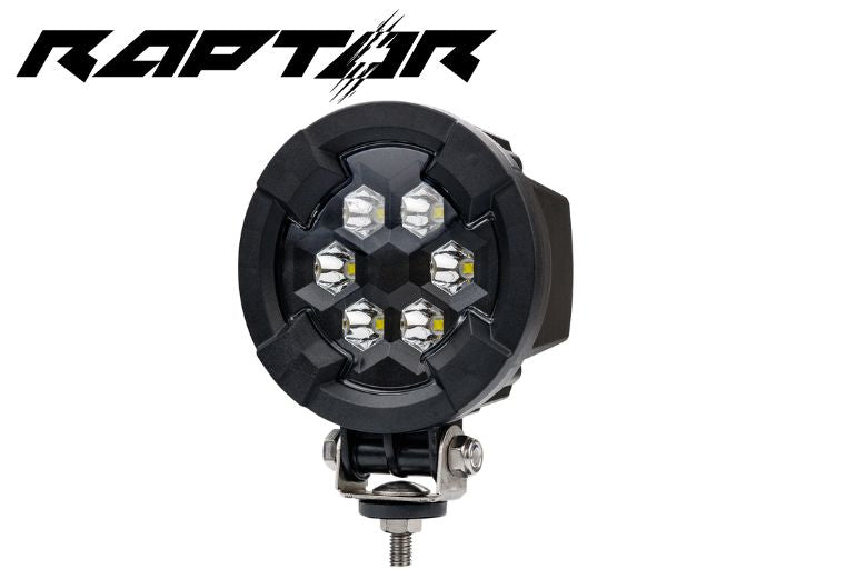 Work light RAPTOR (focused light, 2600 lm) LRD 3189 front view showing six LED modules and mounting bracket