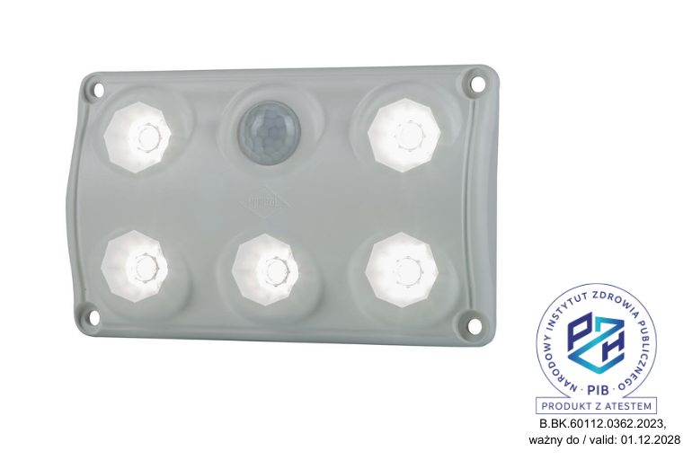 Interior Lamp With Motion Sensor LWD 2156 showing six bright LED lights and built-in motion sensor for vehicle use.