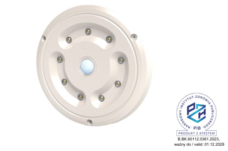 Round Interior LED Lighting Lamp With Motion Sensor LWD 2759 white recessed ceiling light with 9 LEDs and built-in motion sensor.