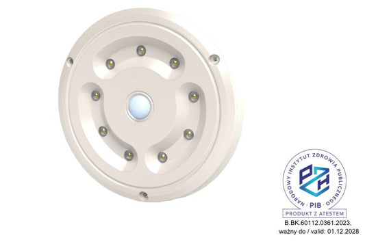 Round Interior LED Lighting Lamp With Motion Sensor LWD 2759 white recessed ceiling light with 9 LEDs and built-in motion sensor.