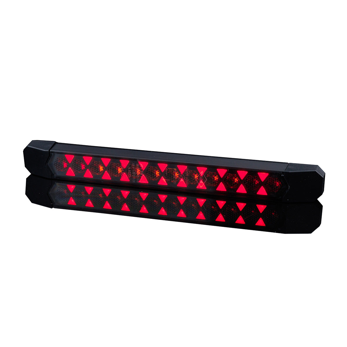 Rear Multifunction Amber and Red LED Light With Static Direction Indicator LIZARD LZD 3140 shown illuminated.