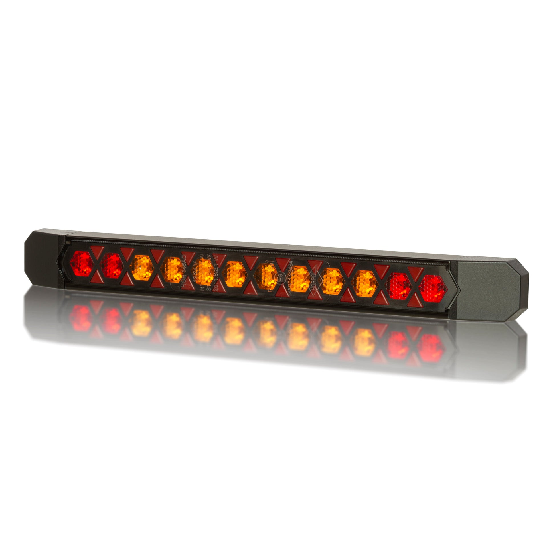 Rear Multifunction LED Amber and Red Light With Dynamic Direction Indicator LIZARD LZD 3141 shown on white background.