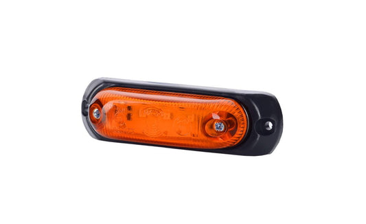 Amber Oval LED Marker Light LD 378 with bright orange LED, oval shape, rubber pad, and universal mounting for vehicles.