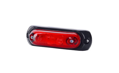 Oval LED Marker Light LD 379 red side marker light with 3 LEDs, rubber mounting pad, and universal fit for vehicles.