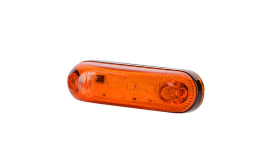 Marker Light LD 390 orange oval LED side marker light with 3 LEDs and universal mounting for vehicles.