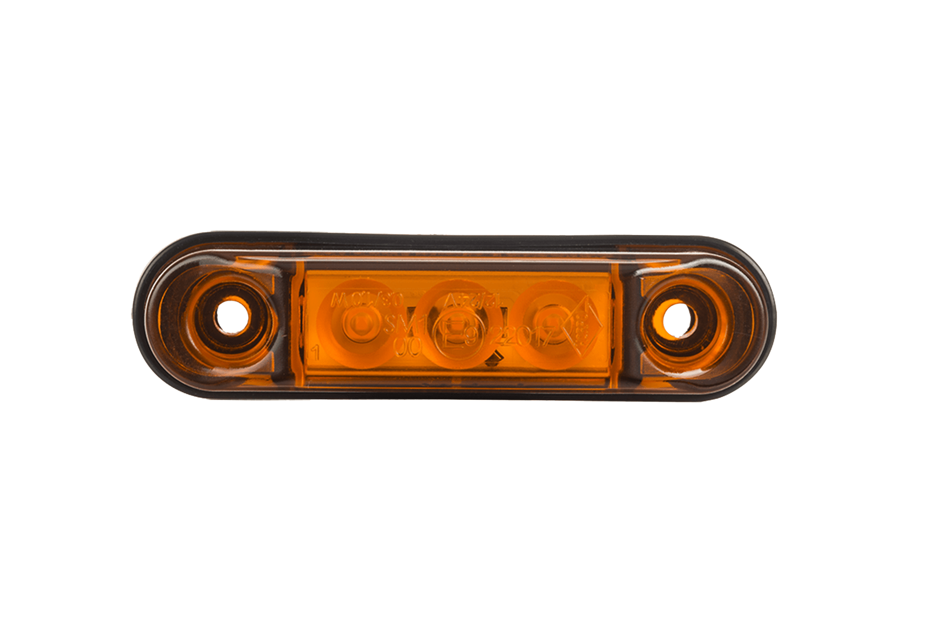 Amber LED Marker Light Slim LD 2439, slim orange LED side marker light with 3 LEDs, universal fit, dual voltage, waterproof design.