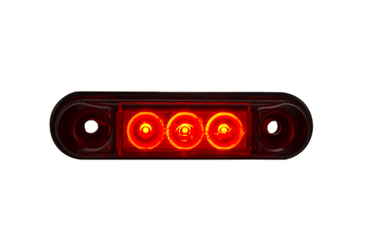 Red LED Marker Light Slim LD 2440 with three bright LEDs, universal mount, dual voltage, and waterproof IP68 rating.
