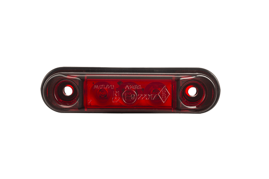 Red LED Marker Light Slim LD 2440 with three high-efficiency LEDs and waterproof IP68 rating for vehicle safety.
