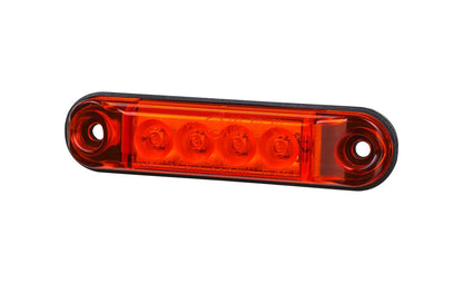 Red LED Side Marker Light Slim Type LD 2329 with 4 LEDs, slim design, and universal 12V/24V fit for vehicle safety.