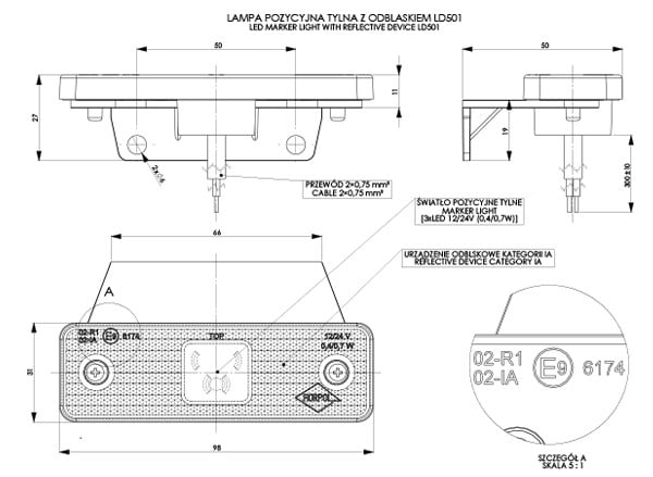Marker Light With a Holder LD 501 White