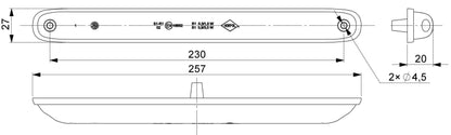 2 Function LED Lamp Slim Design LZD 2247 with 12 LEDs, brake and rear position light, IP68 waterproof, compact vehicle lamp.