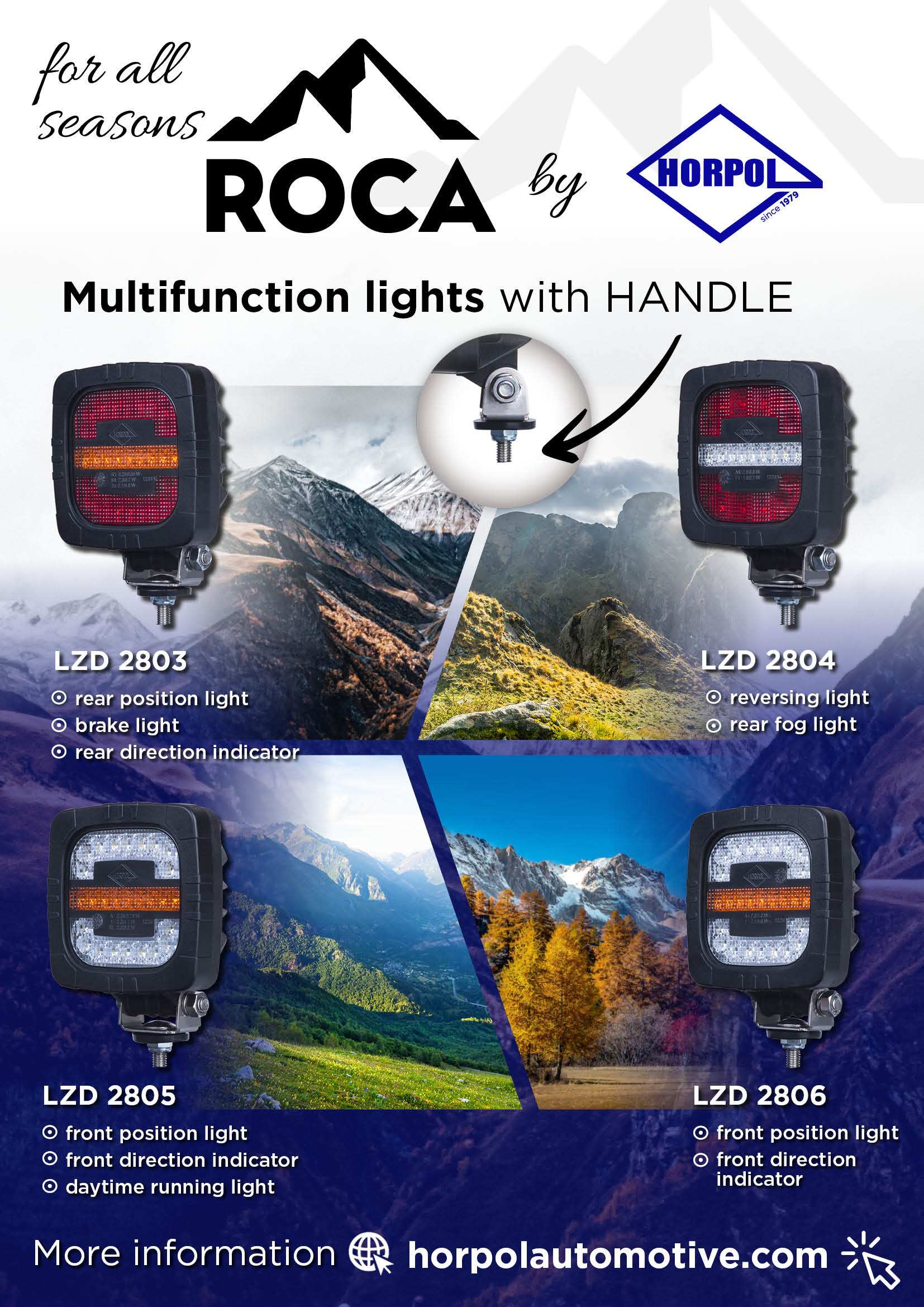 Rear 3 Function LED Lamp ROCA With Handle RL 2803