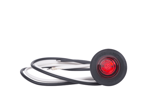 Red LED Clearance Marker Lamp LD 2630 with universal rear mounting, dual voltage, and bright red LED for vehicle safety.