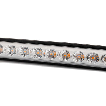 Close-up of the LED Rear Static Direction Indicator RL 2249/ST showing amber LED lights in a durable black housing.