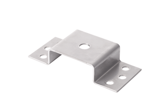 Omega Trobucho holder stainless steel bracket with omega profile and multiple mounting holes for secure fitting.