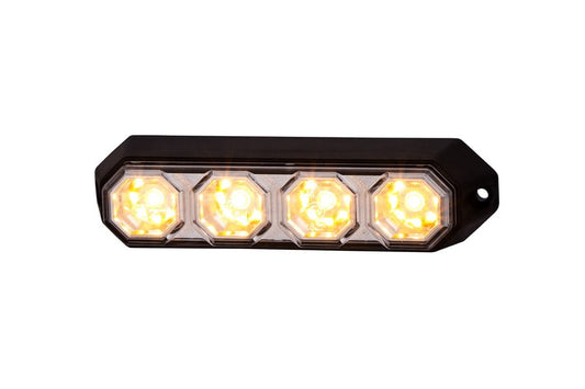 LED Amber Flashing Warning Light LDO 2258 with 4 bright LEDs, amber color, compact durable design for emergency vehicles.