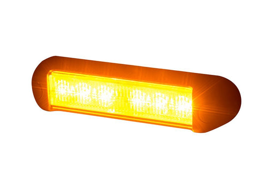 Amber LED Flashing Warning Light LDO 2780 with 6 high-intensity LEDs, 4 flash modes, dual brightness, IP68 waterproof design.