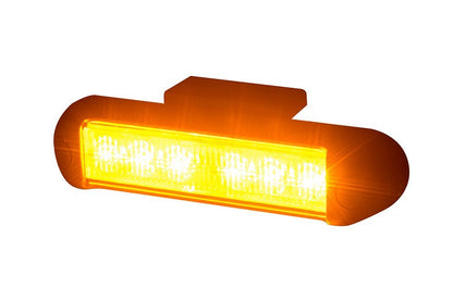 LED Amber Flashing Warning Light LDO 2782 with 6 amber LEDs, 4 flash modes, compact, IP68 waterproof, dual voltage.